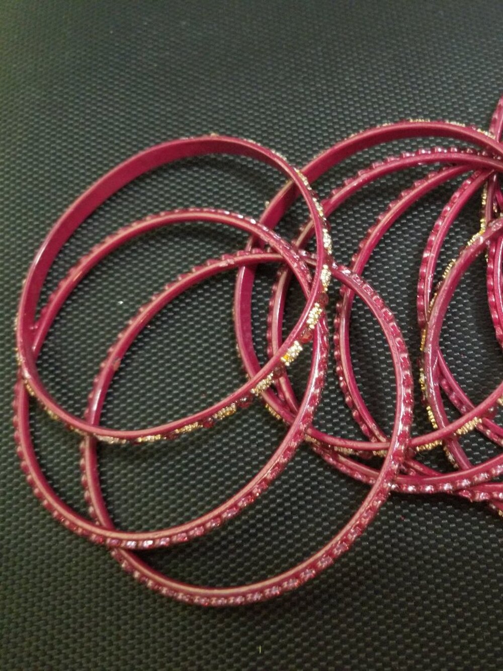 Red-Glitter-Rhinestone 13-Bangles-Set
